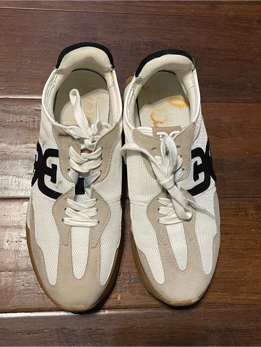 Sam Edelman Women's White, Beige & Black Athletic Sneakers